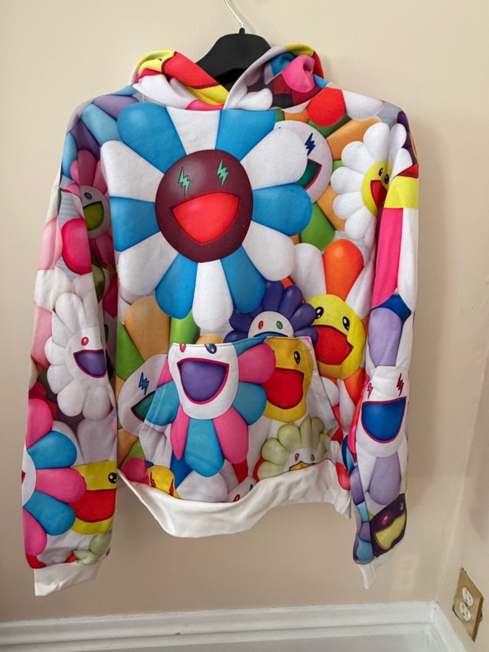 Multicolor Murakami Floral Graphic Hoodie Sweater - Vibrant Flower Print